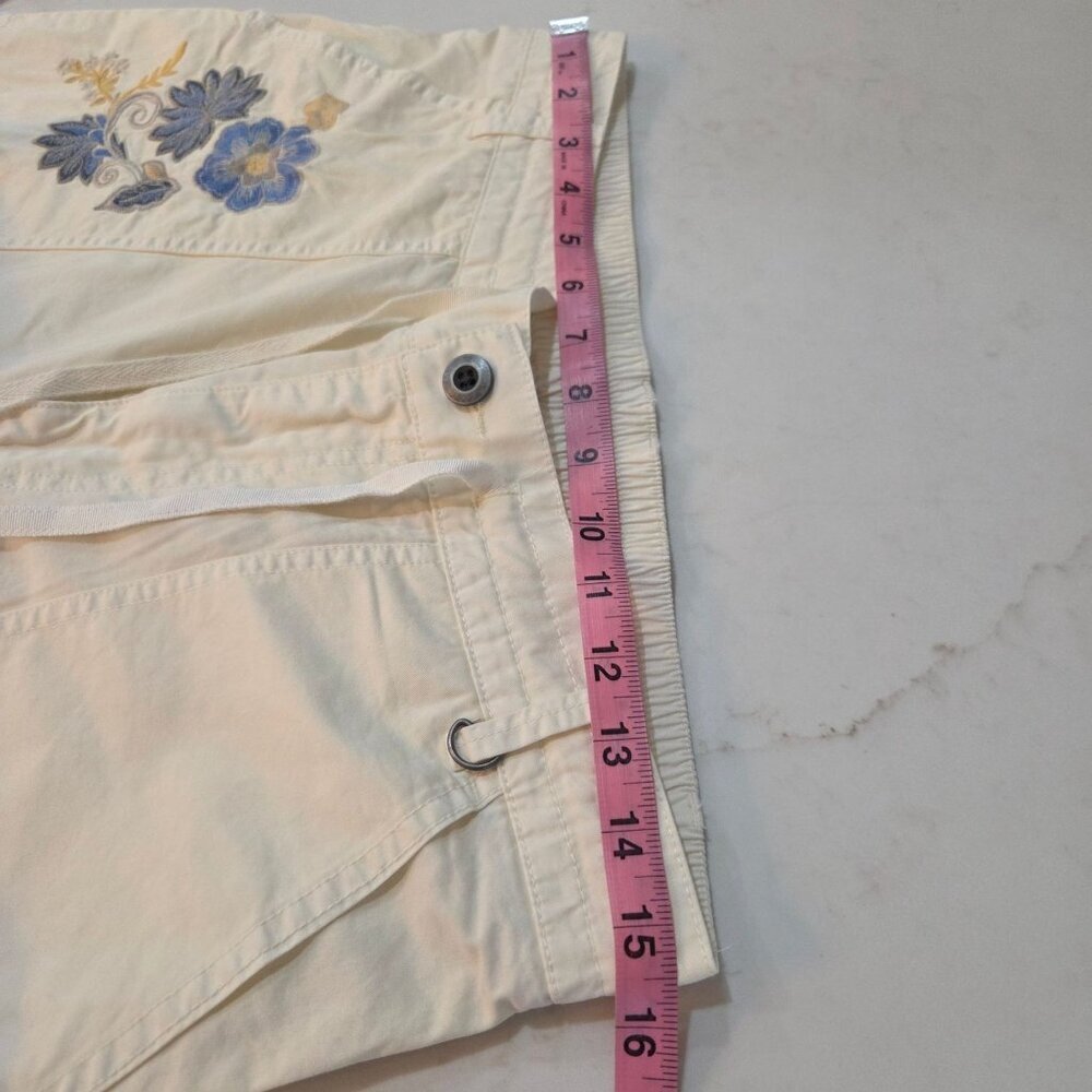 NWT! Sundance Starling Floral Embroidered Cargo Pants sz 8 Ivory Blue Flower - Picture 13 of 14